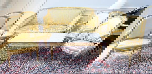 19thC French Giltwood 5-piece Parlor Suite