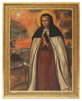 18thC Spanish School, Portrait of Praying Saint