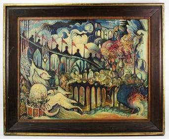 Melohs, Bazaar Scene, Oil on Canvas