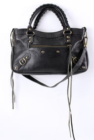 Balenciaga Vintage Black Leather Motorcycle Bag