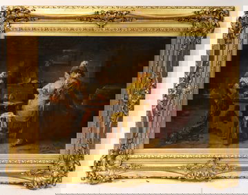 T.G. Bacaria, 19thC Italian Oil on Canvas, Interior