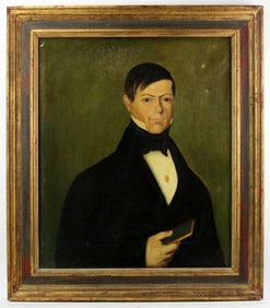Antique Portrait of Young Man, Oil on Canvas