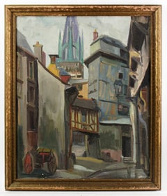 European Street Scene, Oil on Canvas