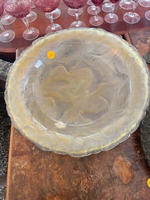 Lalique-Style Carp and Lily Pad Design Bowl