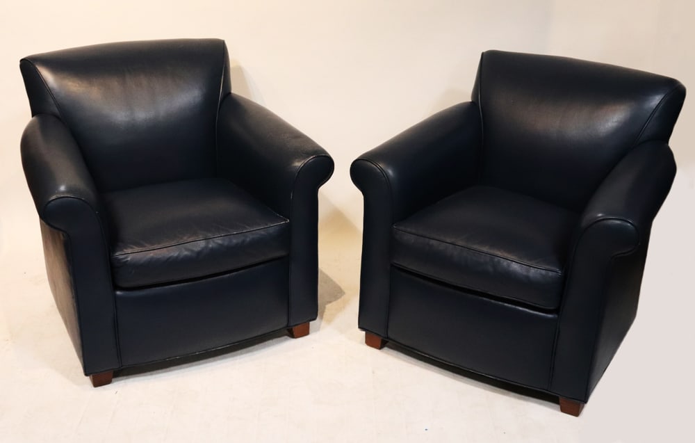 Two Hancock & Moore Blue Leather Chairs (1 of 10)