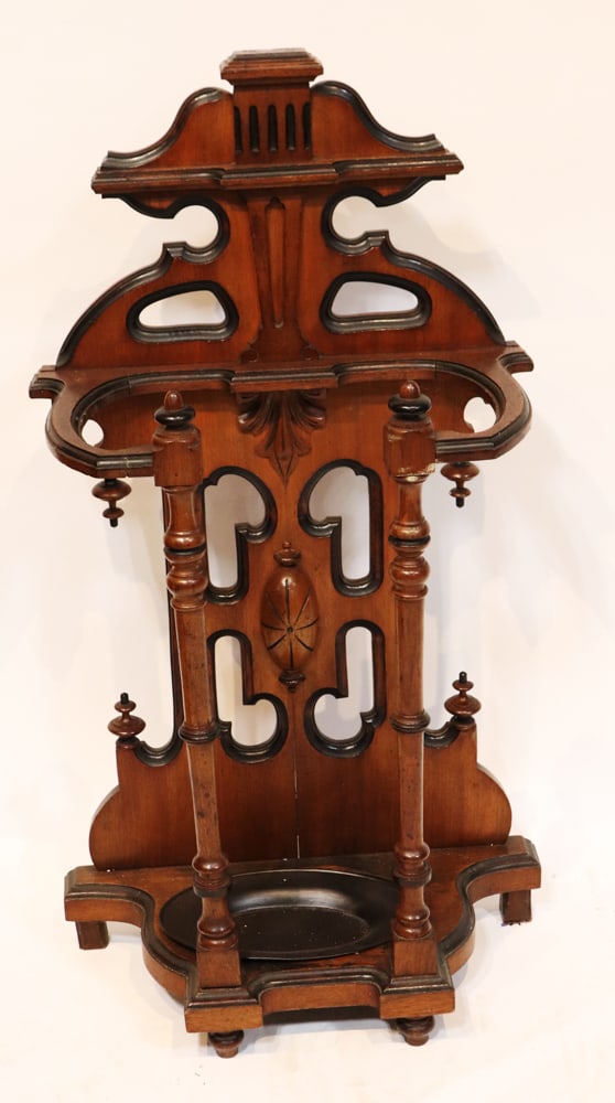 19thC Victorian Walnut Cane or Umbrella Stand (1 of 5)