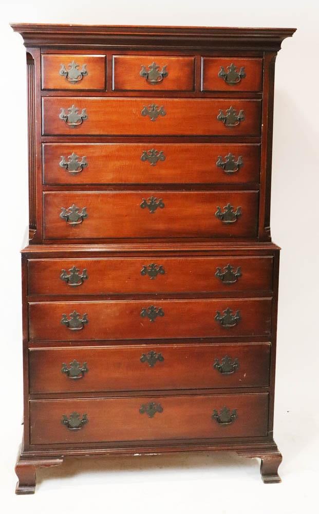 Chippendale-Style Mahogany Chest-on-Chest (1 of 6)