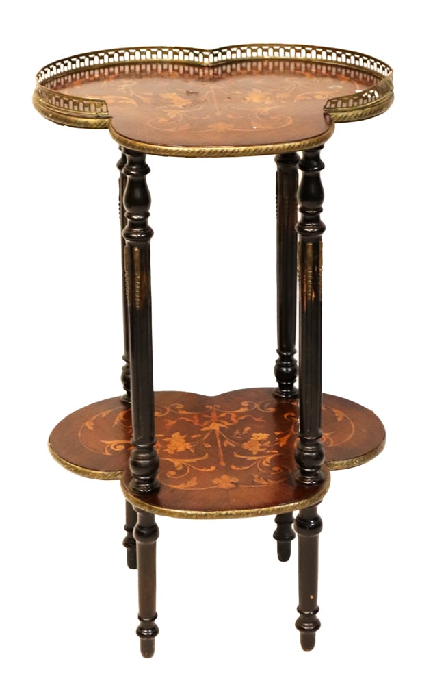 Late 19thC English Clover Leaf Inlaid Table (1 of 9)