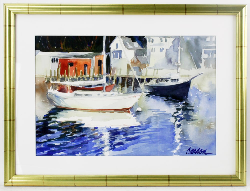 Gloucester, Watercolor, Signed Carson (1 of 7)