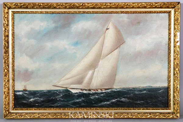 Stubbs, Sloop Under Sail, O/C: William Pierce Stubbs (American, 1842-1909), sloop under sail, oil on canvas, signed lower left, 27" x 39" (frame).