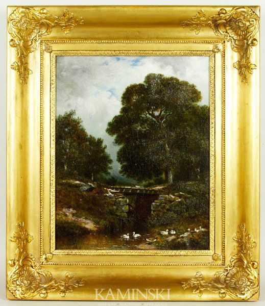 Johnson, Near Warwick, Orange County NY, O/C: David Johnson (American, 1827-1908), Near Warwick, Orange County N.Y, c. 1880, oil on canvas, signed lower right DJ, inscribed verso: Near Warwick. Orange Co. NY/David Johnson, 14 3/4" x 11 3/4" (canv