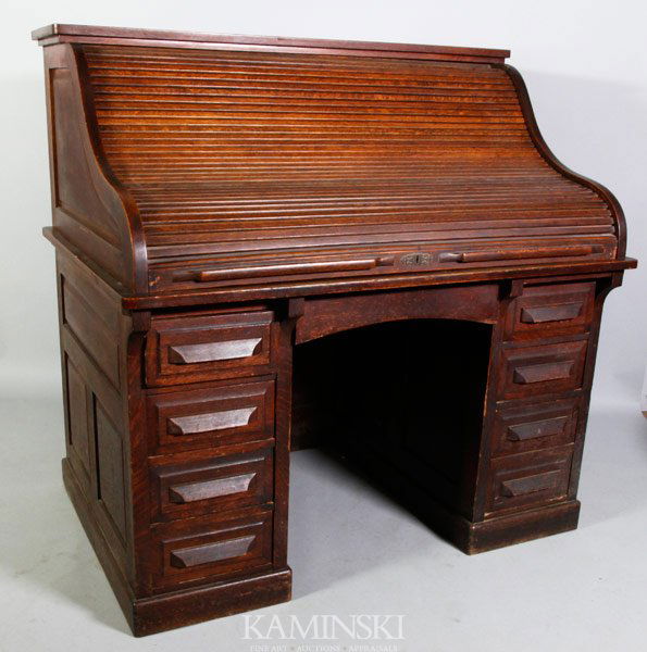 Roll Top Desk: Roll top desk, oak top.