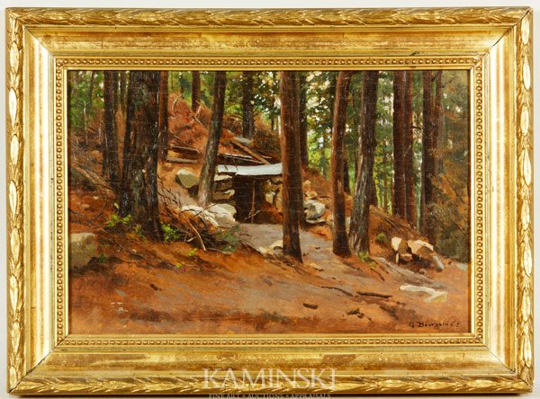 Bourgain, The Mine, O/P: Gustave Bourgain (1855-1921), The mine, oil on panel, signed lower right, 7” x 10 1/4”.