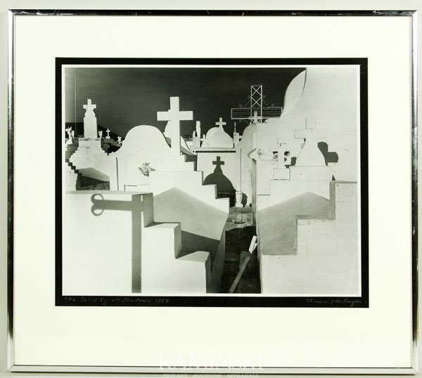 Laughlin, "The Solidarity of Shadows", Gelatin Si: Clarence John Laughlin (American 1905 - 1985), "The Solidarity of Shadows 1953", vintage silver gelatin print, signed lower right, 10 1/2"h x 13 1/2"w (image), 17"h x 19"w (frame).