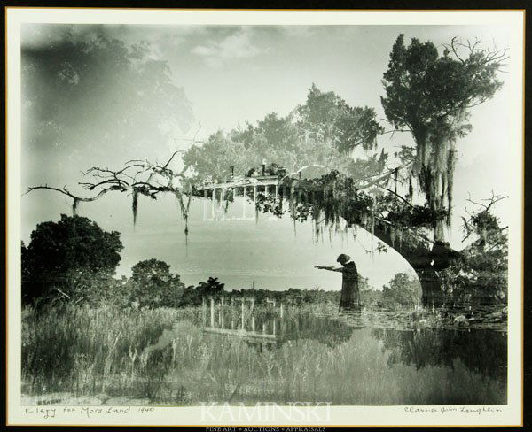 Laughlin, "Clergy for Mossland", Silver Gelatin: Clarence John Laughlin (American 1905 - 1985), "Clergy for Mossland 1940", vintage gelatin silver print, signed lower right, 10"h x 13 1/2"w (image), 17"h x 19"w (frame).