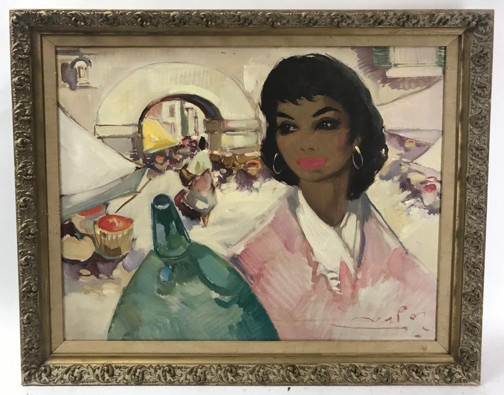 Lampor Signed, Morocco Market, Oil on Canvas: Lampor signed, Morocco market view, oil on canvas, 20" x 24", framed 24" x 28". Provenance: From a Boca Raton, Florida estate.