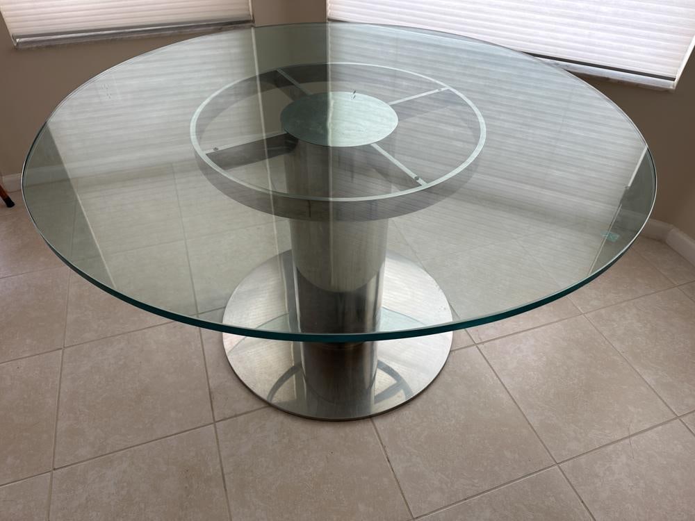 Jay Spectre Circular Dining Table: Jay Spectre circular dining table, 29" H x 54" diameter.
