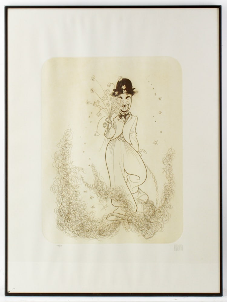 Al Hirschfeld, Charlie Chaplin Holding Flowers, Etching (1 of 10)