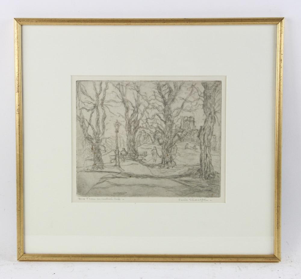 Paula Eliasoph Etching, Four Trees (1 of 6)