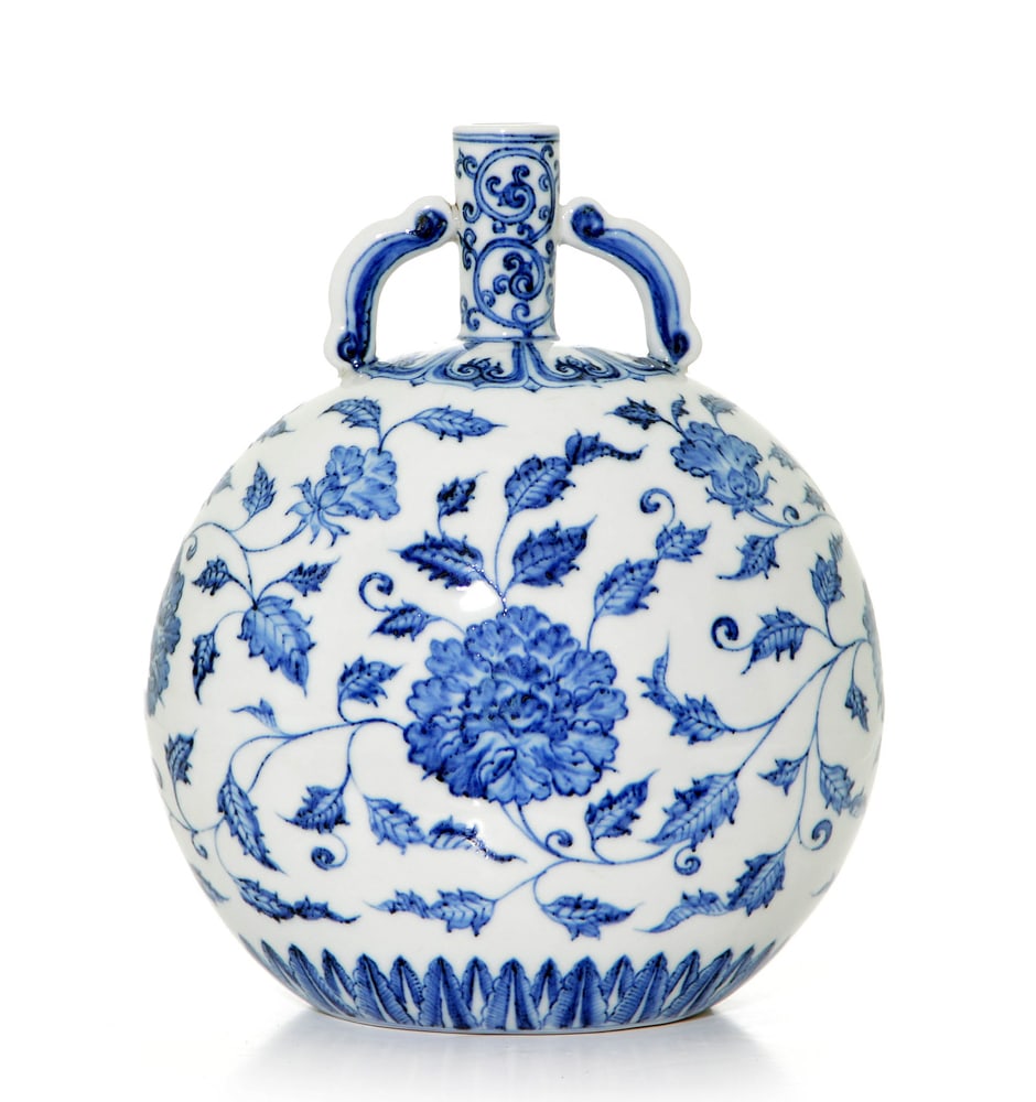 Large Chinese Blue and White Moon Flask Vase (1 of 5)