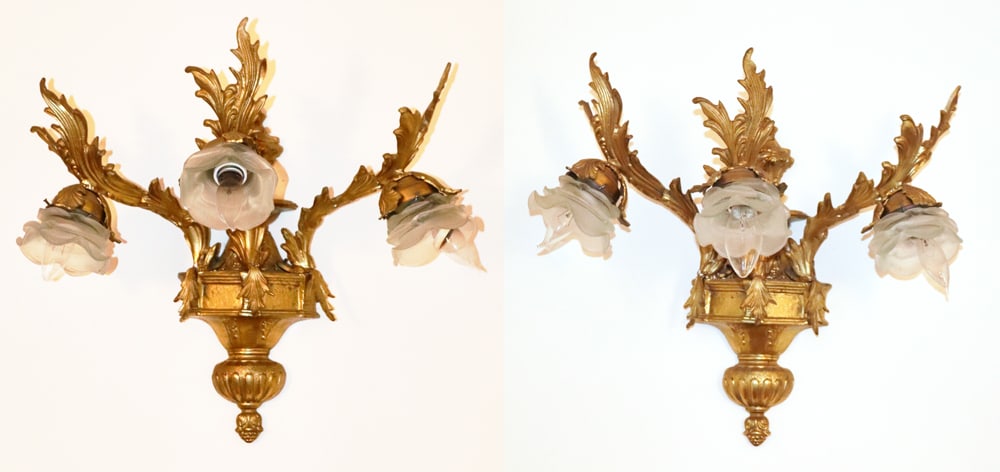 Pair of French-style Brass Wall Sconces (1 of 8)