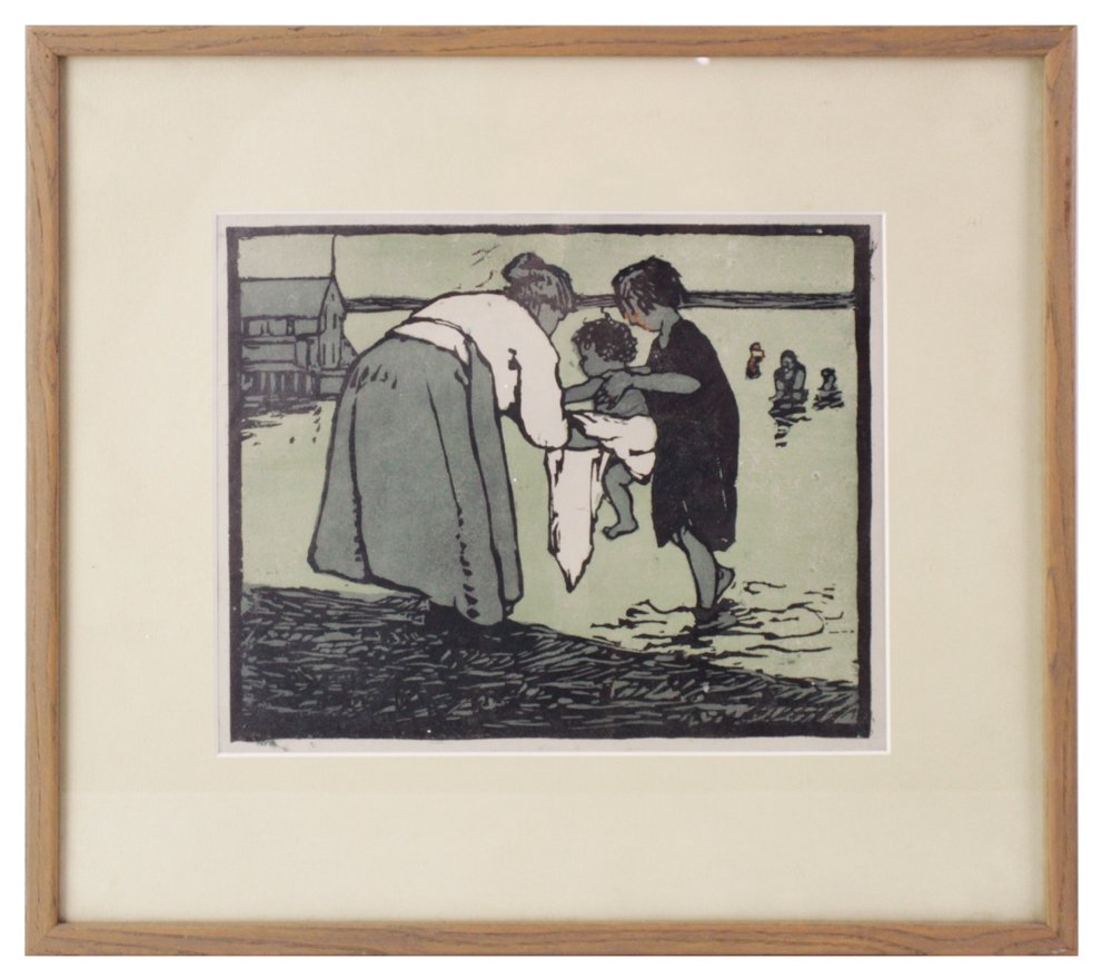 Eliza Draper Gardiner, Beach Scene, Woodcut (1 of 8)
