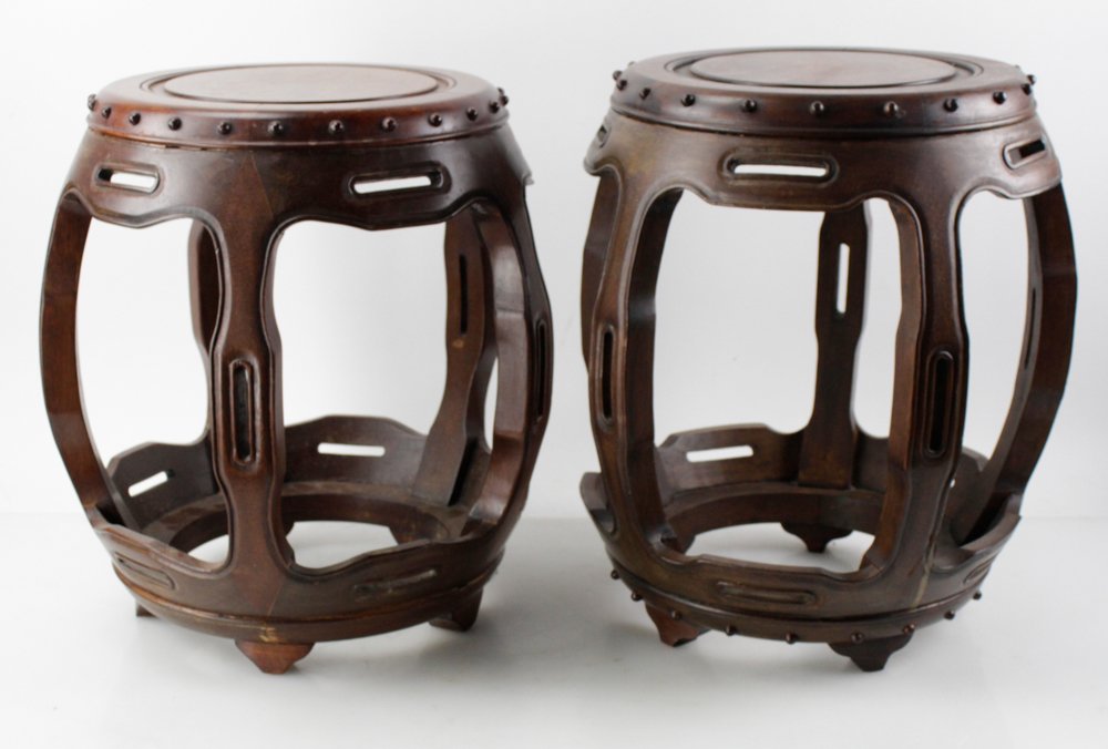Pair of Chinese Hardwood Stools (1 of 7)