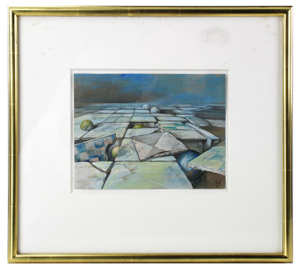 Samuel Bak, "Study for Space", Gouache on Paper: Samuel Bak (b.1933), "Study for Space", gouache on paper, signed L/R, Pucker/Safrai gallery label verso, 4 3/4" x 7 1/2" (view), framed 11 /12" x 16 1/2". Provenance: Estate of Alexander Goykhman, Mar