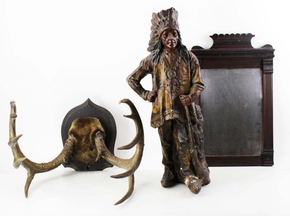 19thC Maine Cabin Items, Elk Horns, Indian (1 of 15)