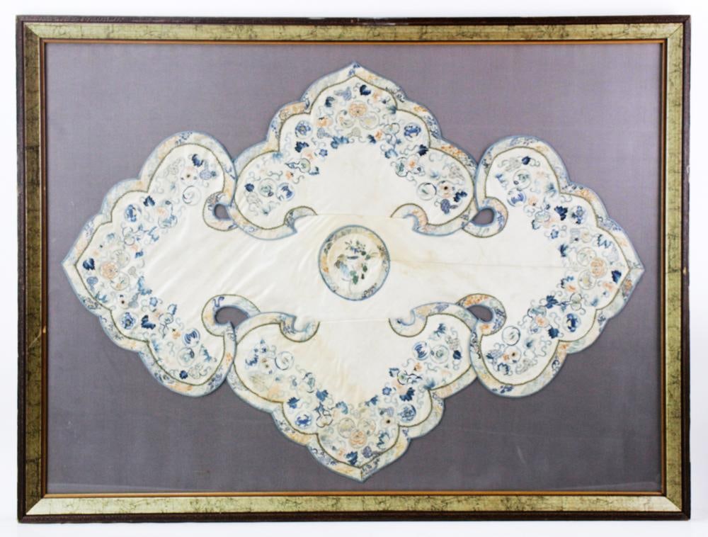19thC Chinese Embroidery, Framed (1 of 7)