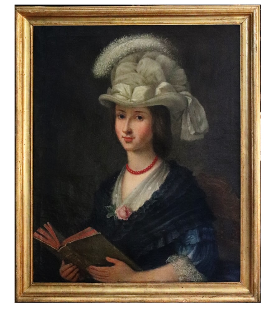 Early 19thC French Portrait of Woman with Plumed Hat (1 of 7)