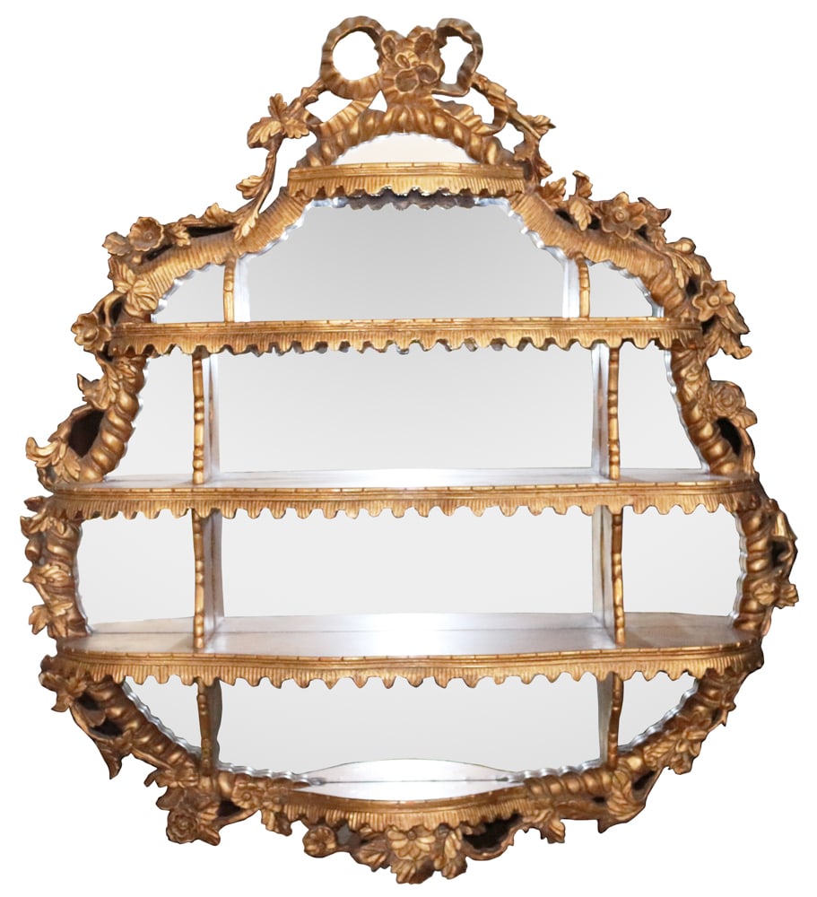 20thC Venetian Giltwood Mirror with Shelves (1 of 5)
