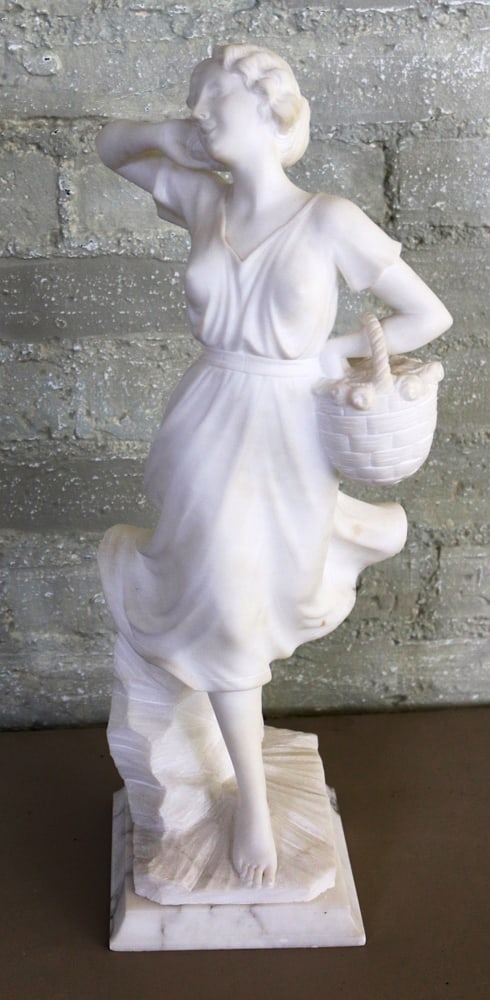 Alabaster Figure of 1920s Era Young Woman (1 of 7)