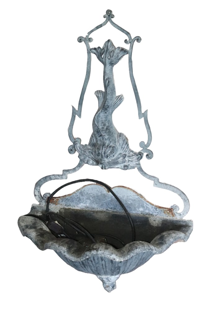 Pair of Antique Painted Lead Fountains (1 of 9)