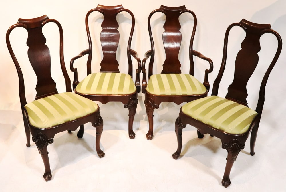 Baker Queen Anne Style Mahogany Dining Chairs (1 of 8)