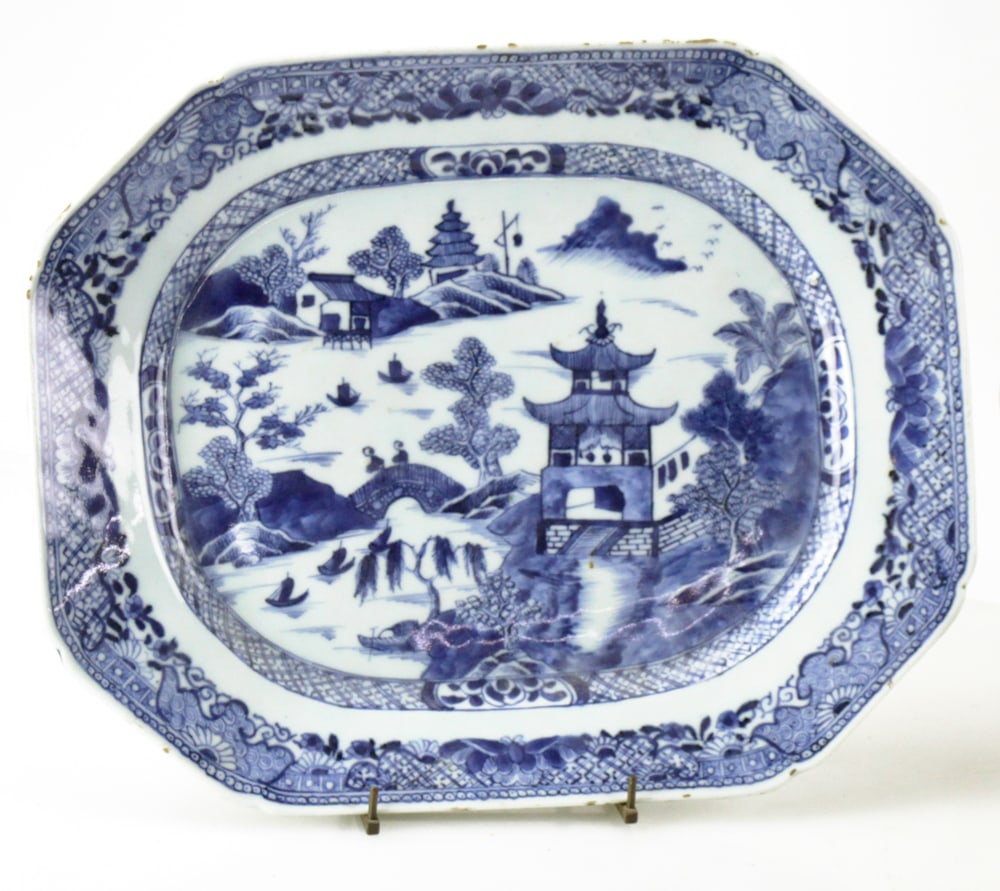 Chinese Nanking Platter: Chinese Nanking platter, 1 1/4" x 14" x 11 1/4". Provenance: Estate of Kenneth Moore, Pompano Beach, Florida.