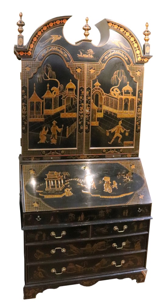 Maitland-Smith Black Lacquered Chinoiserie Secretary (1 of 12)