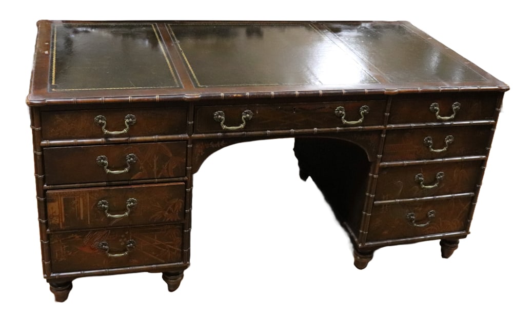 Chinoiserie Lacquered Desk with Leather Top (1 of 9)