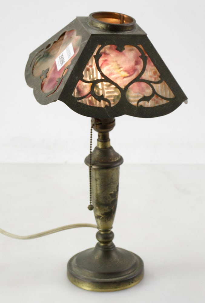 Pairpoint Table Lamp with Floral Glass Inserts (1 of 6)