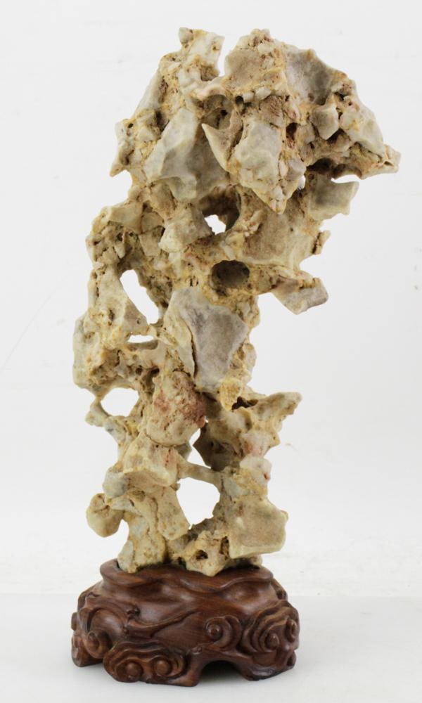 Chinese Gongshi Scholar's Rock Yellow Taihu Stone on Stand (1 of 7)