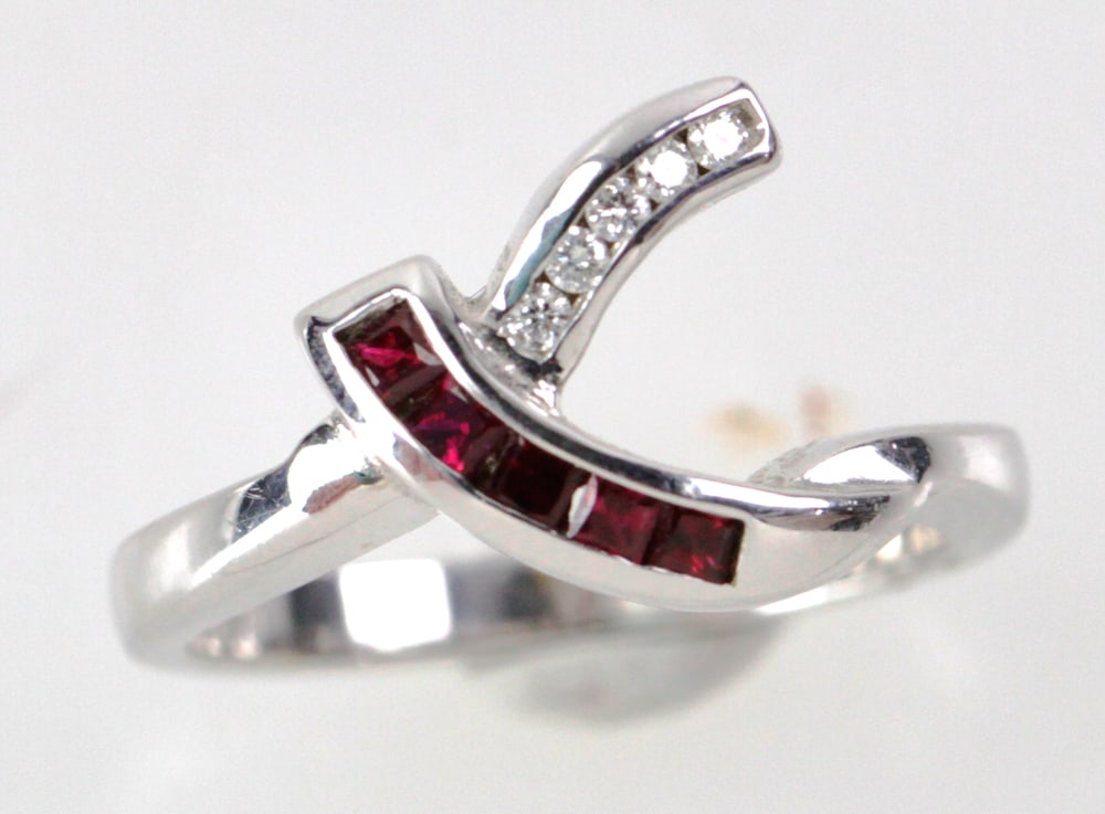 14k White Gold, Diamond and Ruby Ring (1 of 9)