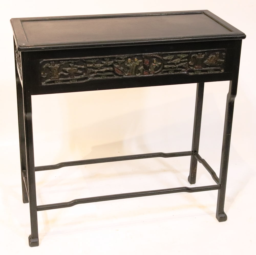 Antique Chinese Ebonized Painted Hall Table (1 of 8)