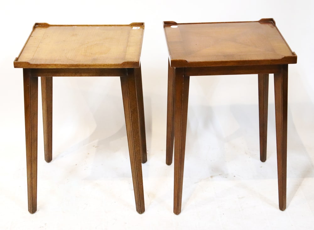 Pair of Old Colony Lamp Tables: Pair of Old Colony lamp tables, 23" H x 16" W x 16" D. Good condition. Provenance: Estate of Jean Gale of Kittery, Maine.