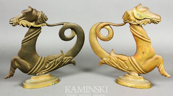 Pair of Brass Seahorses: Pair of seahorses, brass, circa 1950's, 9 1/2"h.