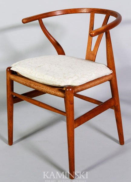 Hans Wegner, "Wishbone" Armchair: Hans Wegner, "Wishbone" Armchair, circa early 1960's, branded mark (reads facing out) "Made in Denmark, By Carl Hansen and Son, Odense Denmark" in pencil HH, impressed 1.