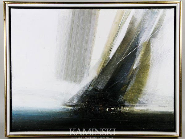Stoltenberg, "Sail", O/C: Donald Stoltenberg (Wisconsin Artist, b.1927), "Sail", oil on canvas, signed lower right Stoltenberg, 14"h x 19"w, 15 1/2"h x 20 1/2"w (frame).