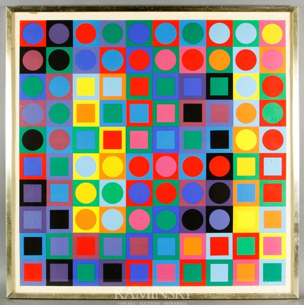 Vasarely, "Planetary Folklore Participation", Lit: Victor Vasarely (French/Hungarian Artist, 1906-1997), "Planetary Folklore Participation", lithograph print, 27 1/4"h x 27 1/4"w.