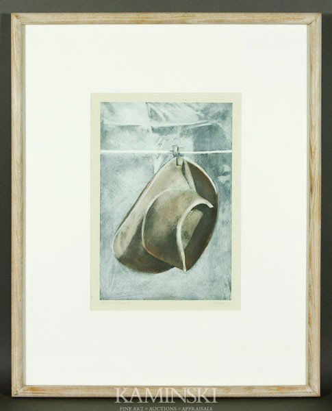 Hobson, "Stegner's Hat", M/M: Charles Hobson, "Stegner's Hat", mixed media, signed lower right, titled lower left, 11 3/4" x 7 3/4", 23" x 18 1/4" (frame).