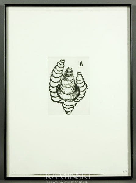 Bourgeois, Etching: Louise Bourgeois (French Artist, 1911-2010), Etching, from Anatomy Portfolio 1989-90, 7" x 15", 19" x 14" (frame).