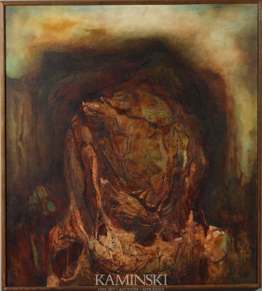 Brenner, "The Rock," O/C: Melvin Brenner (American, 1920-1988), "The Rock," oil on canvas, signed and dated 1958, 38" x 34" (frame).